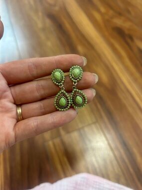 Green Teardrop Dangle Earrings - Women's Jewelry